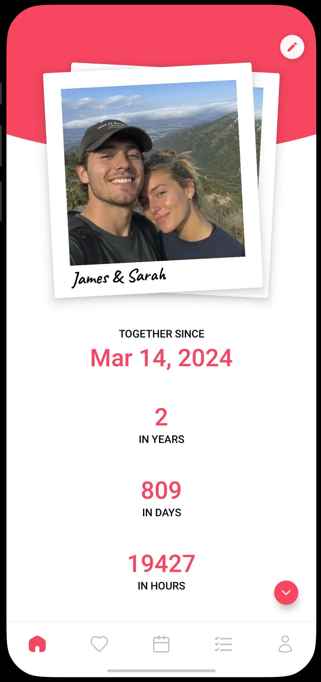Luvy love counter showing days together