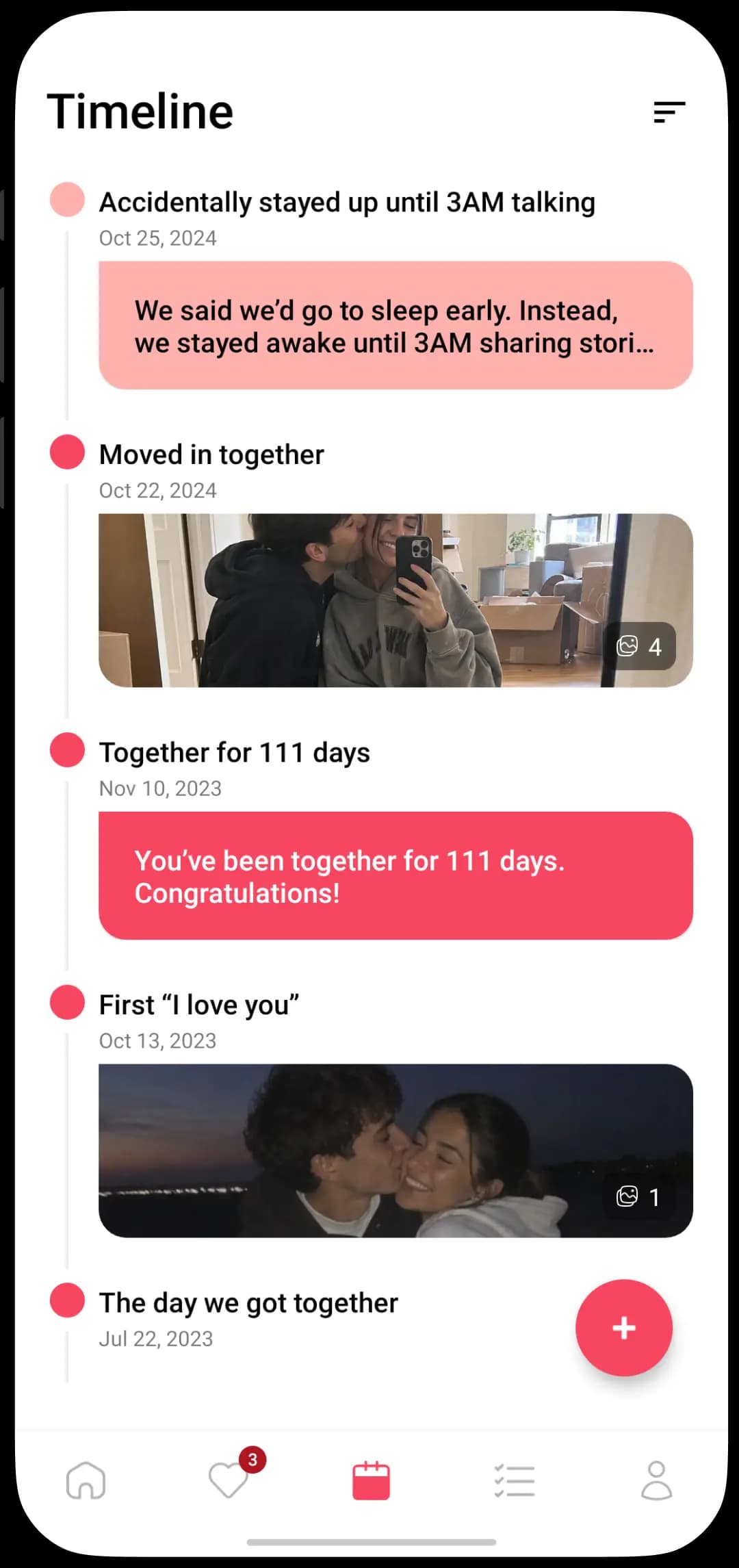 Luvy shared relationship timeline