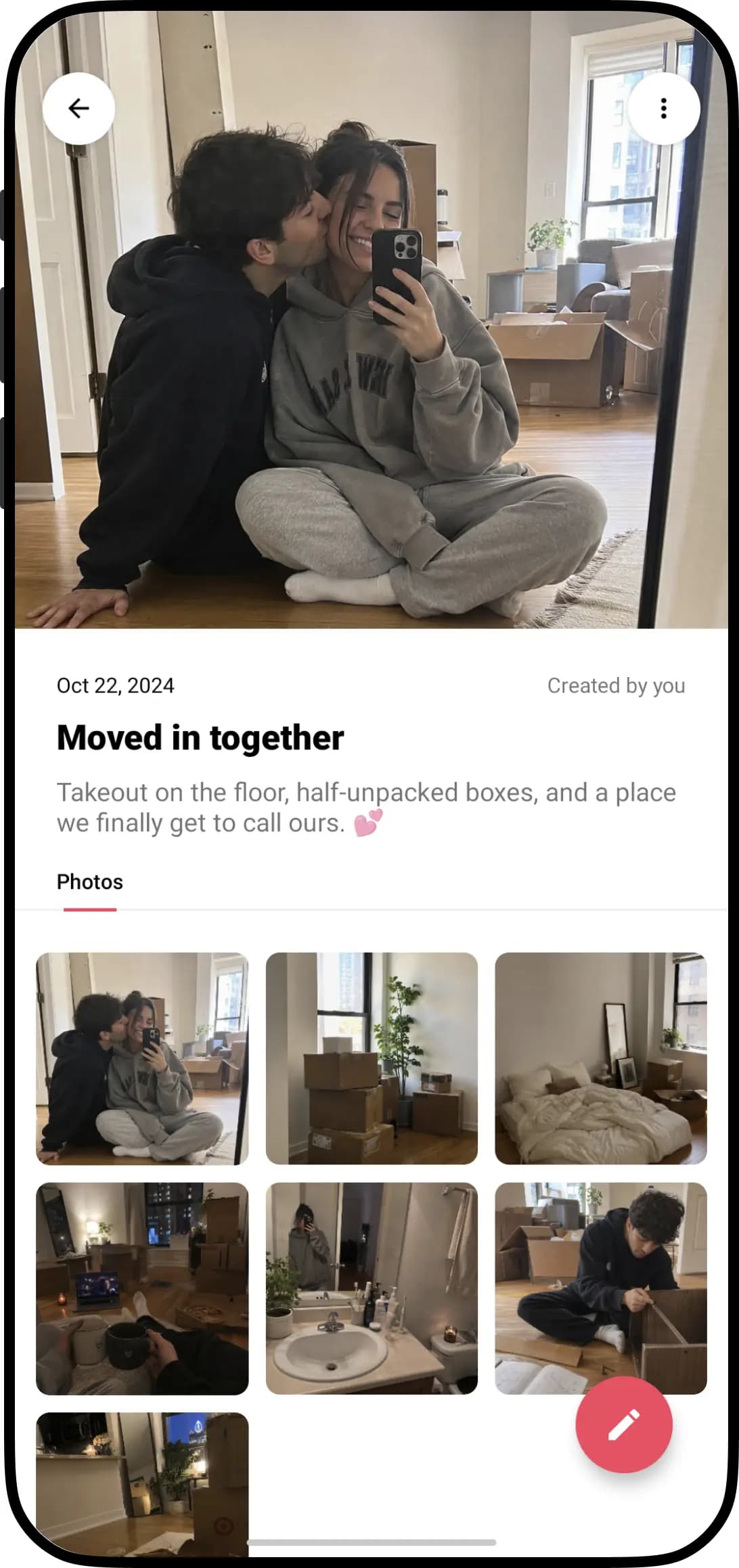 Luvy timeline memory with photos