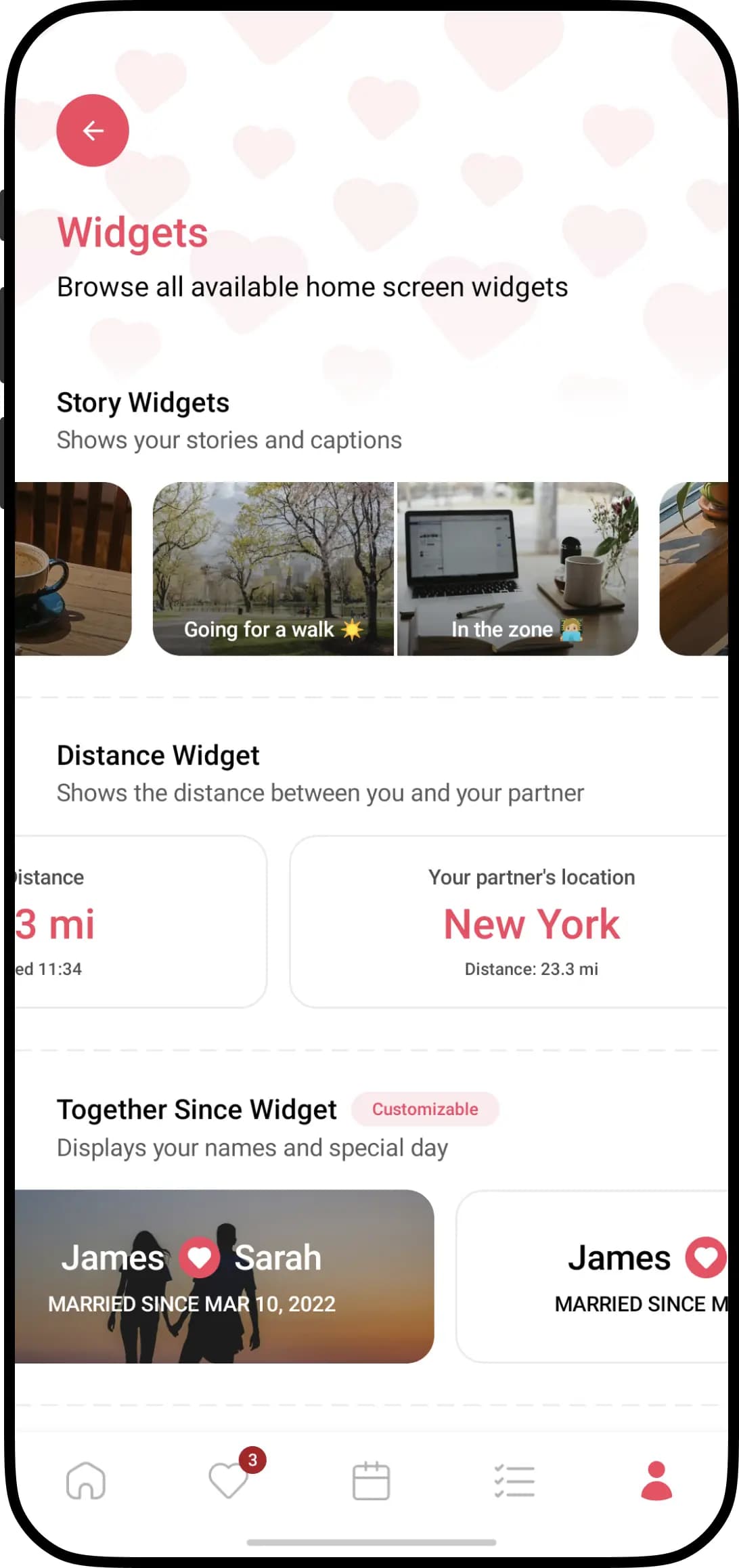 Luvy home and lock screen widgets